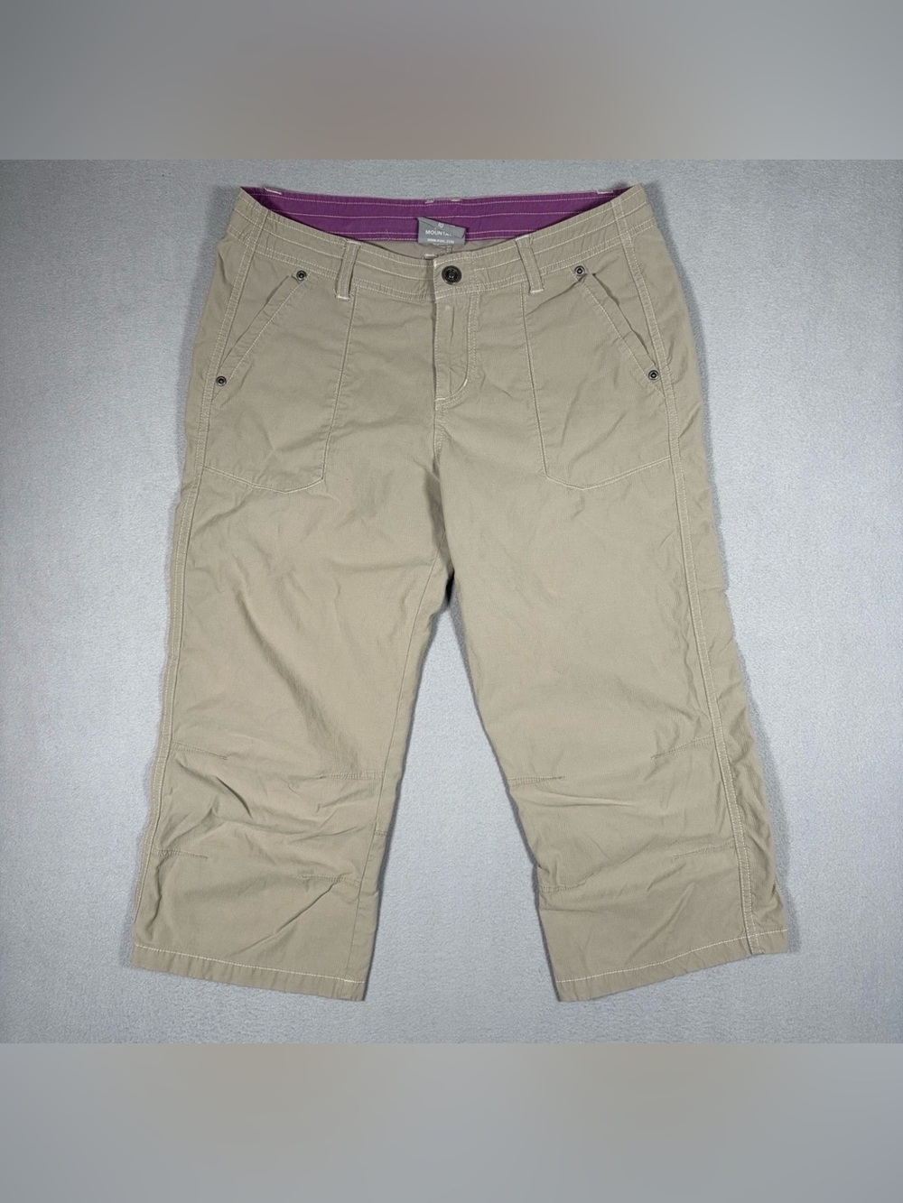 KUHL Kendra Capri Pants Womens 10 Brown Hiking Cropped Stretch Embroidered